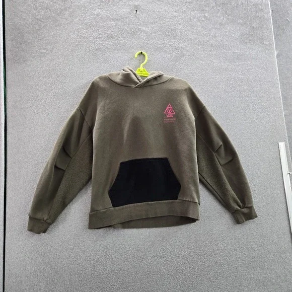 Vans Women Hoodie M Green Fleece Logo Activewear Long Sleeve - Picture 3 of 10